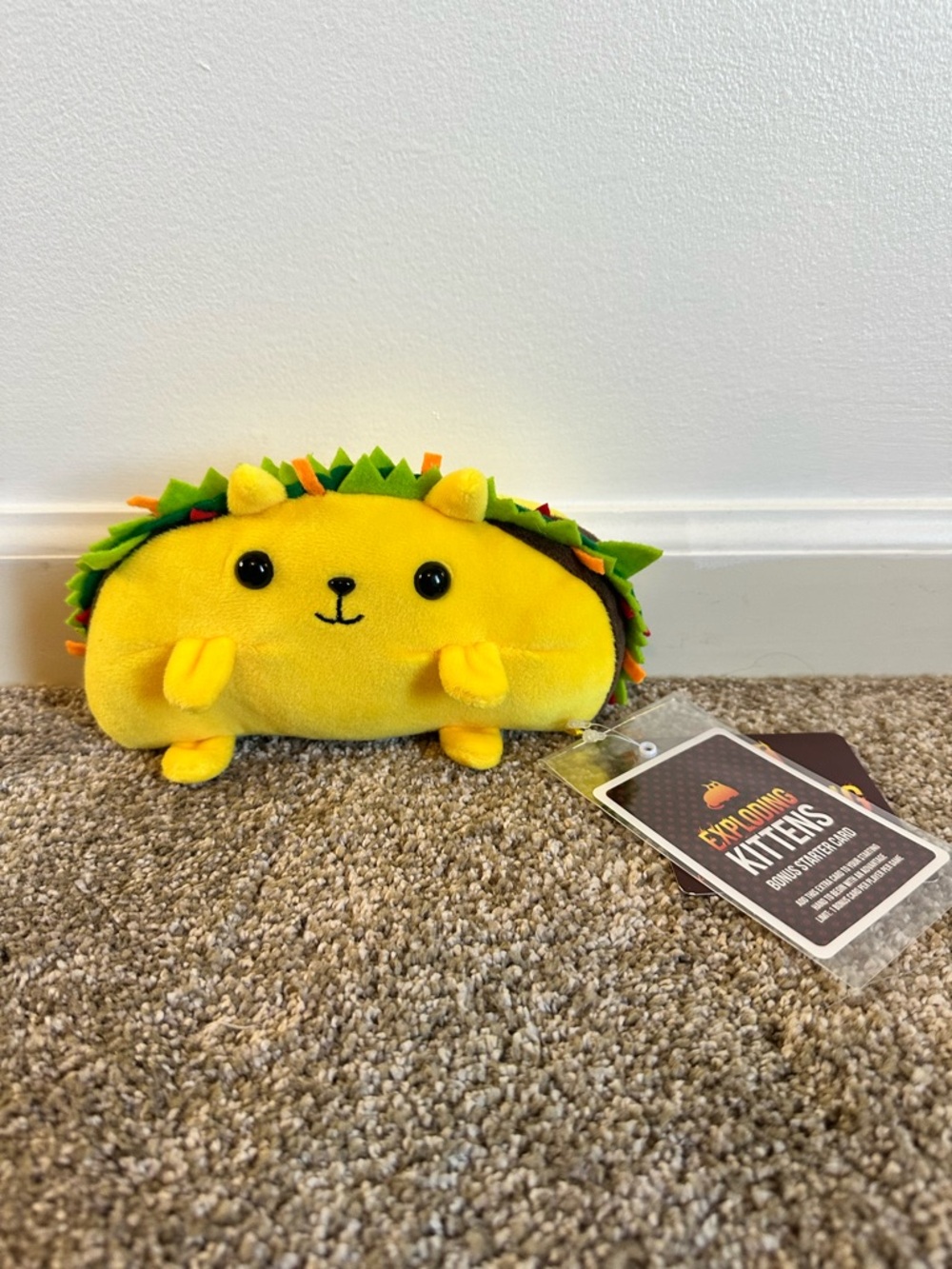 Exploding Kittens Taco Cat 7" Plush Stuffed Animal Yellow Anthropomorphic